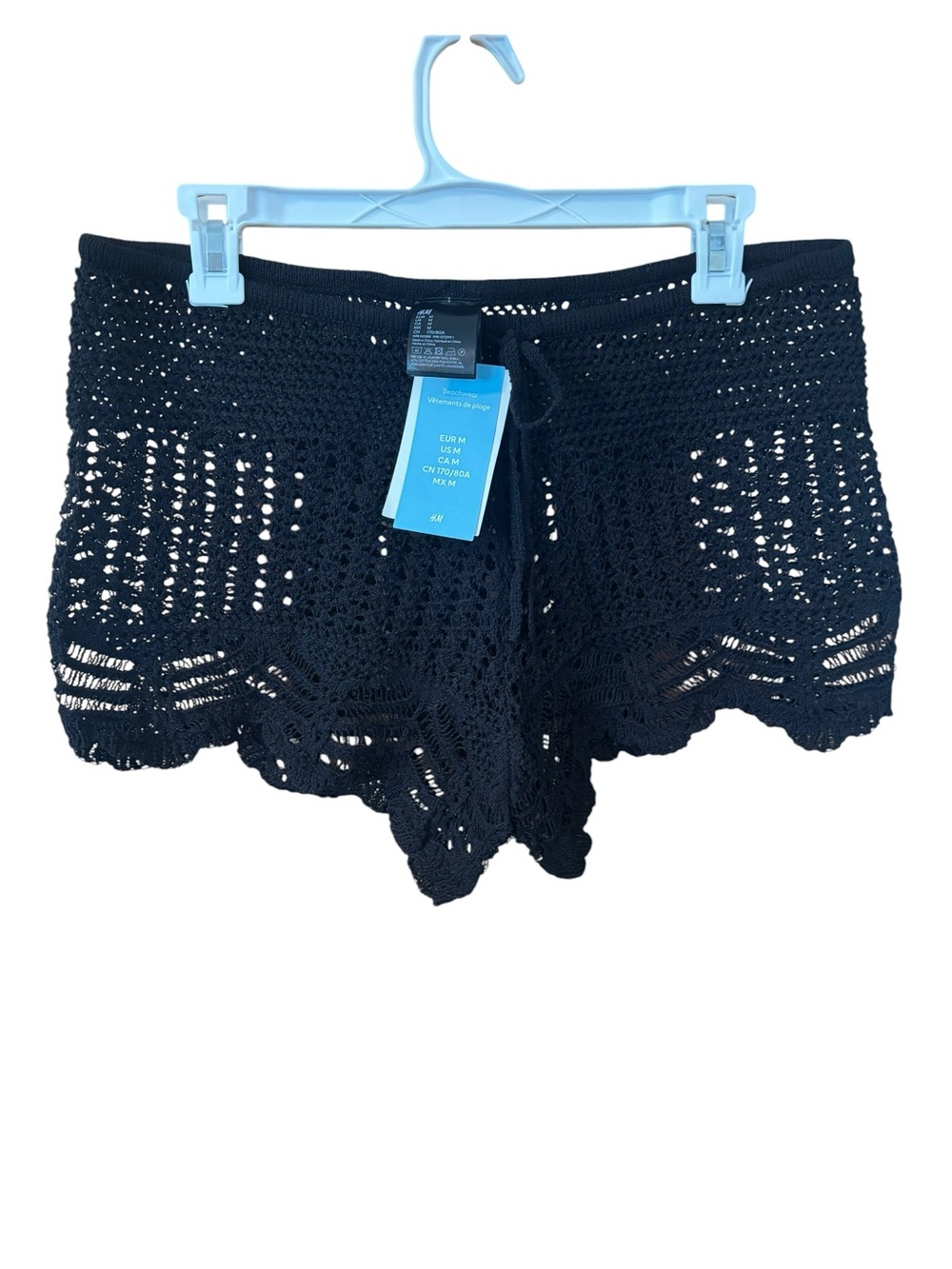 H&M Black Crochet Beach Short